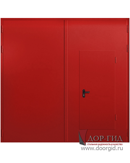Противопожарные ворота RAL 3002 (с калиткой)